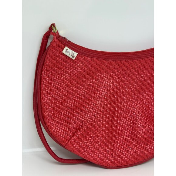 VTG Bob & Alice Women Red Woven Shoulder Bag Gold Accents Zipper Closure Stylish - Picture 3 of 10